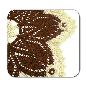 Centrino marrone e beige rotondo con fiori ad uncinetto 45 cm con Scelta Colore