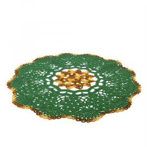 Centrino verde e marrone sfumato ad uncinetto 35 cm - Crochet by Patty