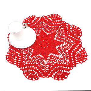 Centrino rosso rotondo ad uncinetto 35 cm con Scelta Colore