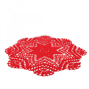 Centrino rosso rotondo ad uncinetto 35 cm - Crochet by Patty