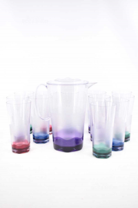 Caraffa + 12 Bicchieri Colorati Tupperware In Plastica