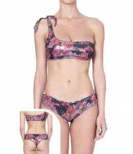 Bikini fascia monospalla e slip brasiliano fianco alto Florish Effek