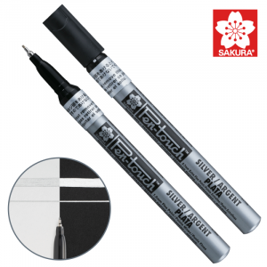 Sakura pennarello pen touch extrafine punta 0,7mm argento