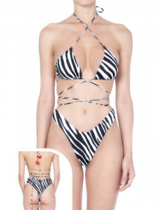 Bikini Triangolo alto e slip Americano fisso Striped Effek