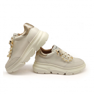 Sneakers bianco scuro con perle Stokton