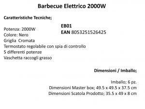 Barbecue Elettrico Regolabile Potenza 2000W