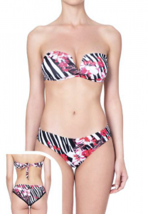 Bikini fascia a V e slip roulotte Striped Effek