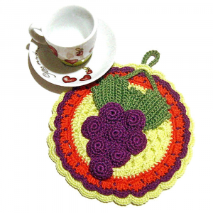 Presina colorata con grappolo d'uva ad uncinetto 17 cm - Crochet by Patty