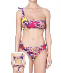 Bikini fascia monospalla e slip brasiliano fianco alto Flourish Effek