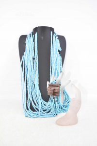 Necklace + Bracelet Ethnic With Jewels Light Blue
