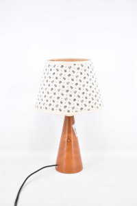 Abatjour In Wood With Lampshade Height 31 Cm
