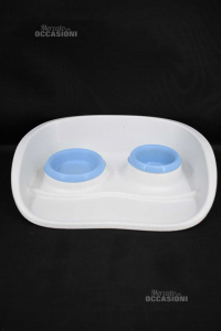 Manger For Cats White With Bowls Light Blue