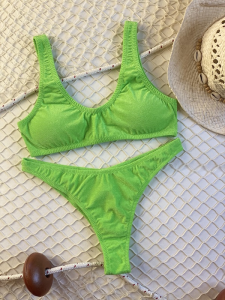 Bikini Top e slip fianco Americano fisso Visionary dose Verde Fluo Effek 