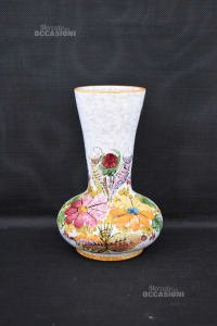 Vaso In Ceramica Binco Fantasia Fiori Colorati H 25 Cm