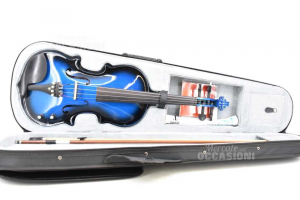 Violín Acústico Eléctrico Entusiasmo Mod.0vbbv&t 4 / 4 Azul Negro Caso Y Archetto