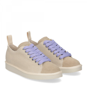 Panchic P01W Lace-up shoe linen suede fog urban violet