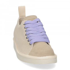 Panchic P01W Lace-up shoe linen suede fog urban violet-3