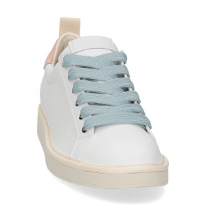 Panchic P01W Lace-up shoe microfibre suede white baby rose azure-3