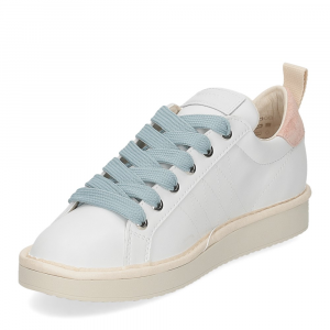 Panchic P01W Lace-up shoe microfibre suede white baby rose azure-4