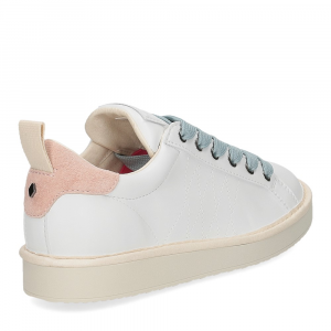 Panchic P01W Lace-up shoe microfibre suede white baby rose azure-5