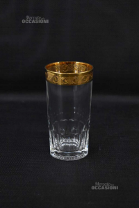 Glass Glasses Bordo Golden 12.5 Cm Height 6 Pieces