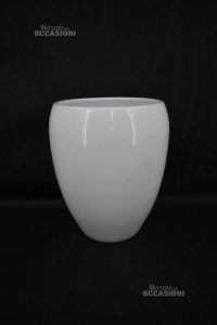 Vase Big High White Ceramic H 24 Cm