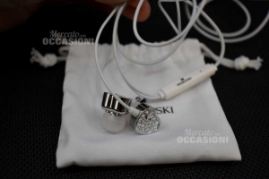Headphones Per Telephone Swarovski White Shape Of Heart With Jewels New