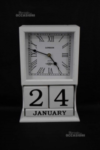 Wooden Clock With Calendar Size 29x17 Cm
