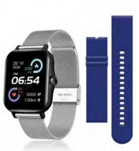 David Lian - Smartwatch con cinturino intercambiabile maglia Milano e silicone blu