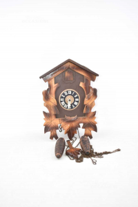 Wooden Clock Cucù Made In Germany Complete Of Weights And Accessories