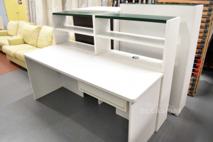 Wooden Desk White With Shelves Green 2 Postazioni