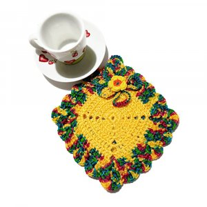Presina gialla e colori sfumati ad uncinetto 18x20 cm - Crochet by Patty