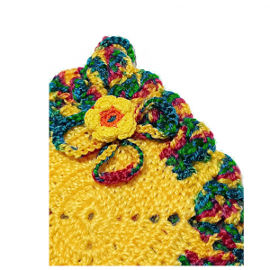 Presina gialla e colori sfumati ad uncinetto 18x20 cm - Crochet by Patty