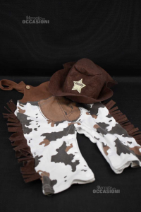 Dress Carnival Boy Sheriff Muccato White Brown Salopettte + Hat 2 Years
