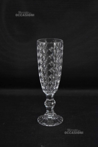 8 Glasses Glass Flute With Drawing Geometric H 20 Cm