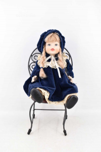 Doll Ceramic Dress Blue Su Chair Iron And Wood