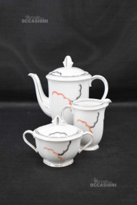 Set In Porcelain Lttiera Sugar Bowl And Teapot Czechslovakia