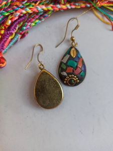  Multicoloured mosaic earrings Nepalese