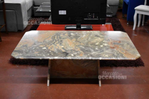 Tavolino Da Soggiorno In Marmo Rettangolare Angoli Tagliati 125 X 76 Cm