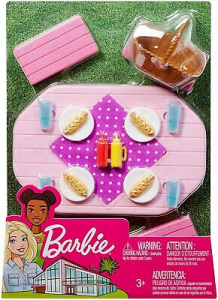 Barbie Arredamenti Da Esterno Tavolo Da Picnic Rosa Con Sedili Regolabili Fxg39