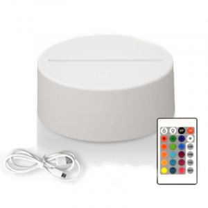 Base a led in ABS Bianco per lampada plexiglass con telecomando e cavo USB
