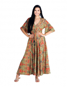 Silk dress with mid-length sleeve