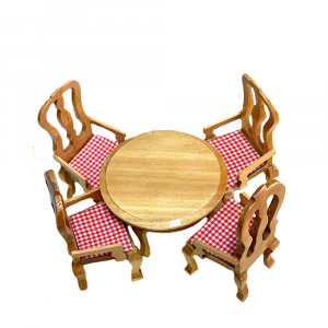 Tavolo con quattro sedie in miniatura in legno - Doll's House