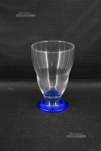 Vasos De Vidrio Base Azul 7 Piezas