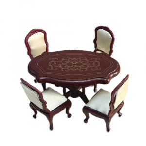 Tavolo con quattro sedie in tessuto in miniatura - Doll's House