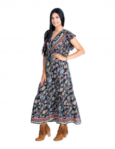 Indian silk dress with flounce