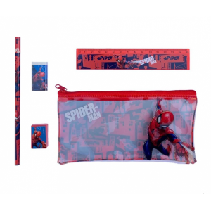 Spiderman astuccio bustina in PVC 20 cm set scuola 4 pezzi 