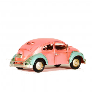Auto Hippie Maggiolino rosa in metallo 15 cm - C'era una volta