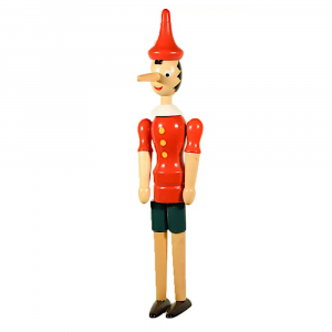 Burattino Pinocchio in legno colorato 40 cm - C'era una volta