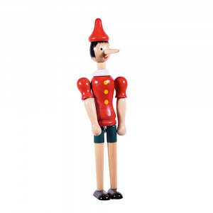 Burattino Pinocchio in legno colorato 25 cm - C'era una volta